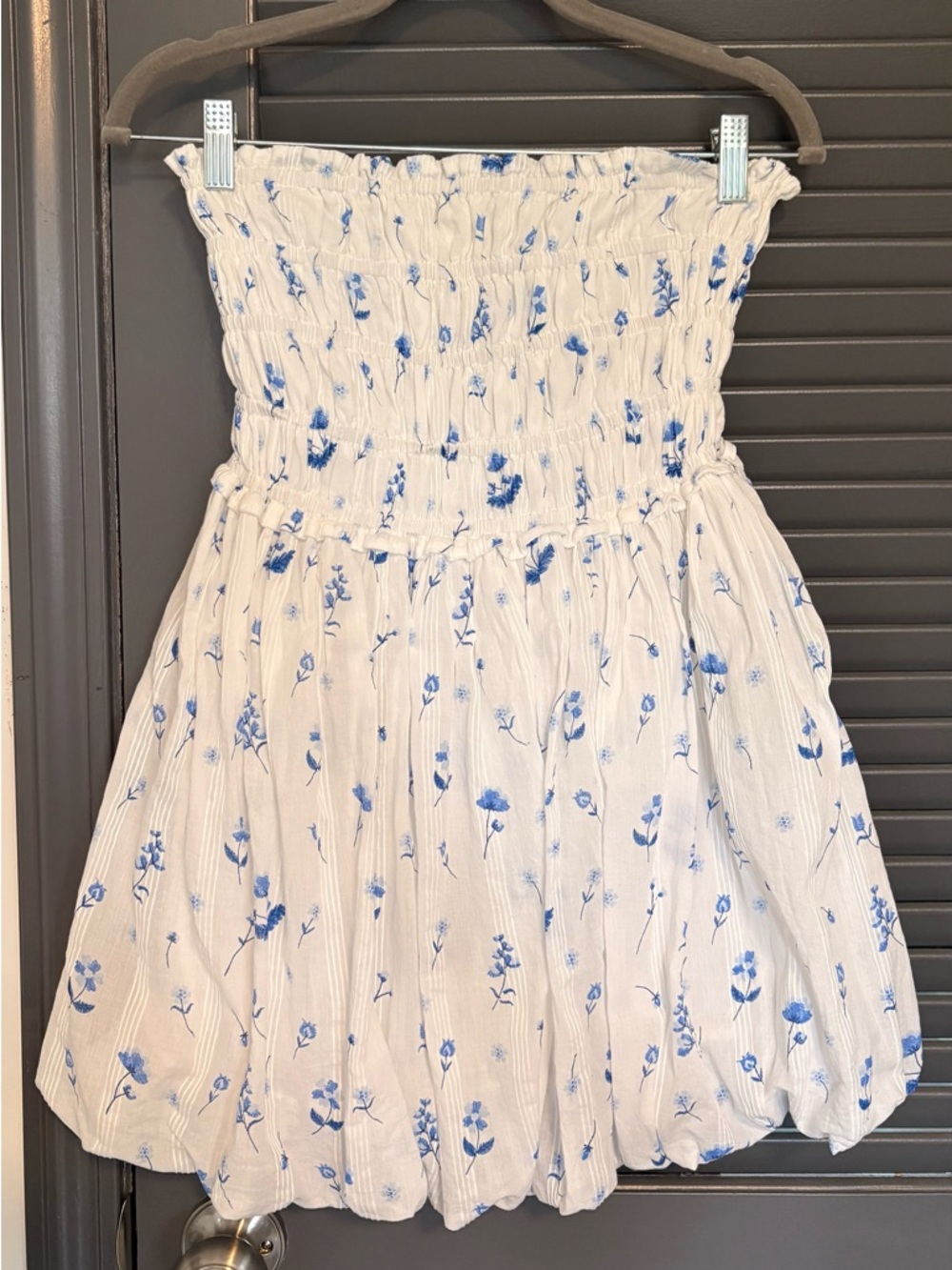 Jessica Simpson Strapless Mini Dress with Blue Floral Accent
